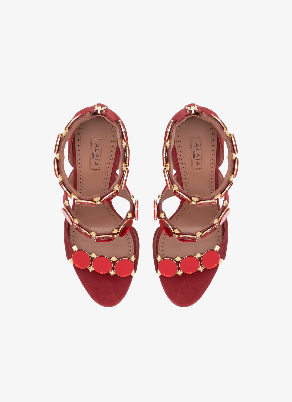 Bombe sandals in suede goatskin ALAÏA RED BOMBE SANDALS IN SUEDE GOATSKIN